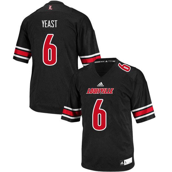 Men Louisville Cardinals #6 Russ Yeast College Football Jerseys Sale-Black